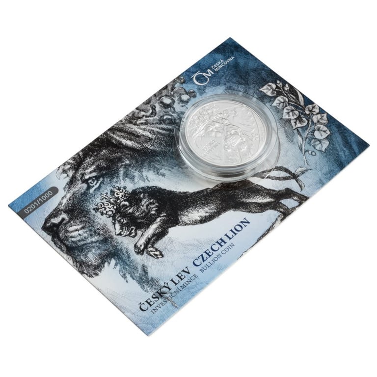 Silver Czech Lion 2 oz - in blister 2024 in the original coin case