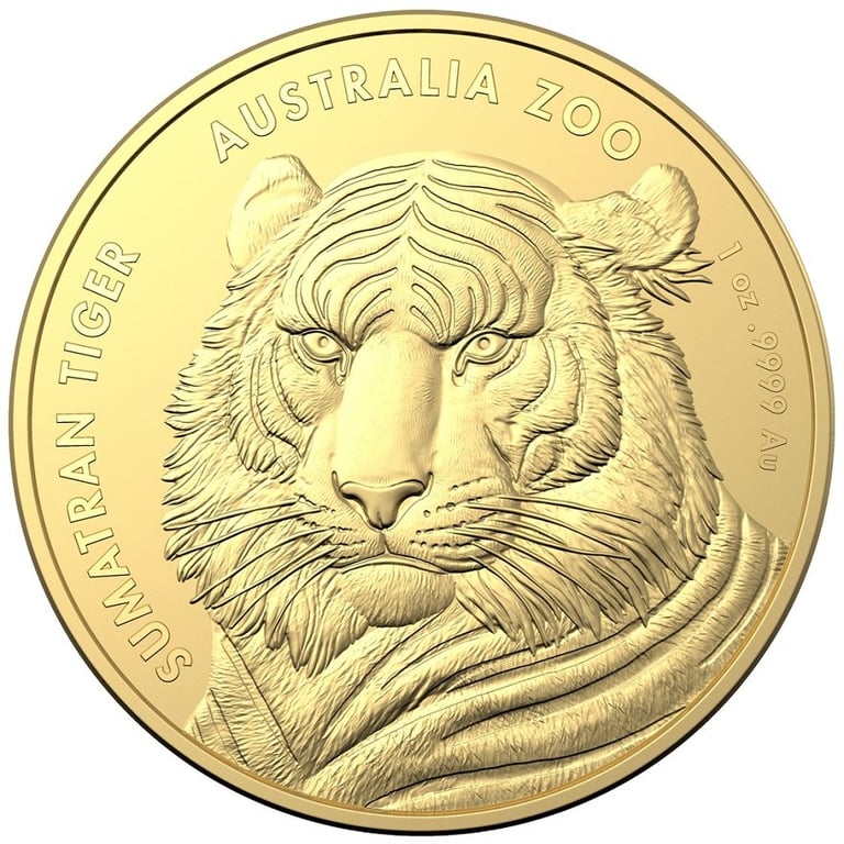 Front of the Gold Australia Zoo 1 oz - Sumatra-Tiger - RAM 2020