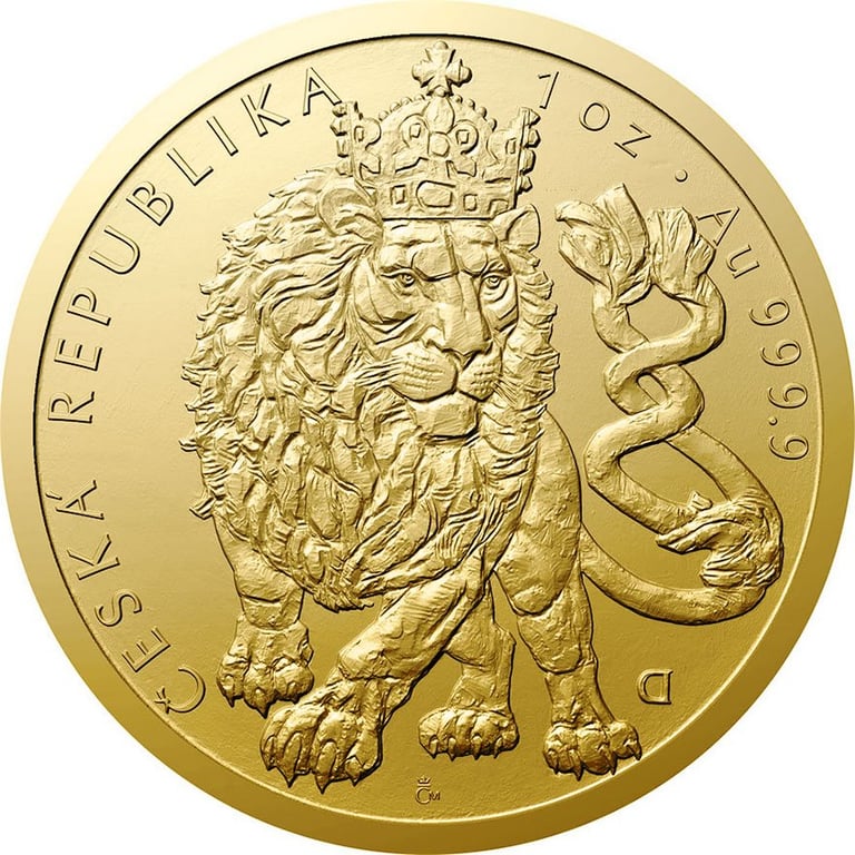 Front of Gold Czech Lion 1 oz 2026