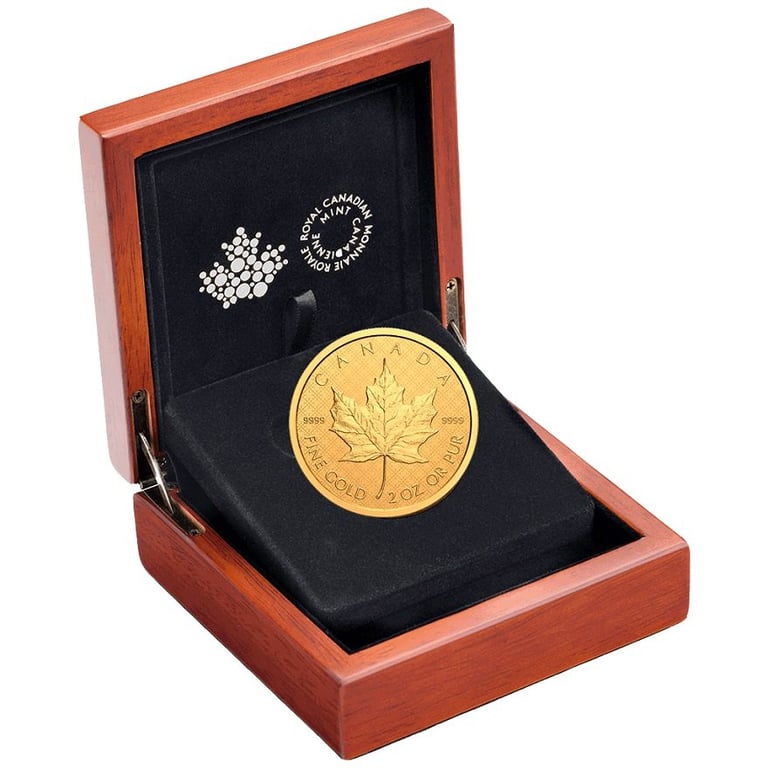 Gold Maple Leaf 2 oz RP - 2021 in the original coin case