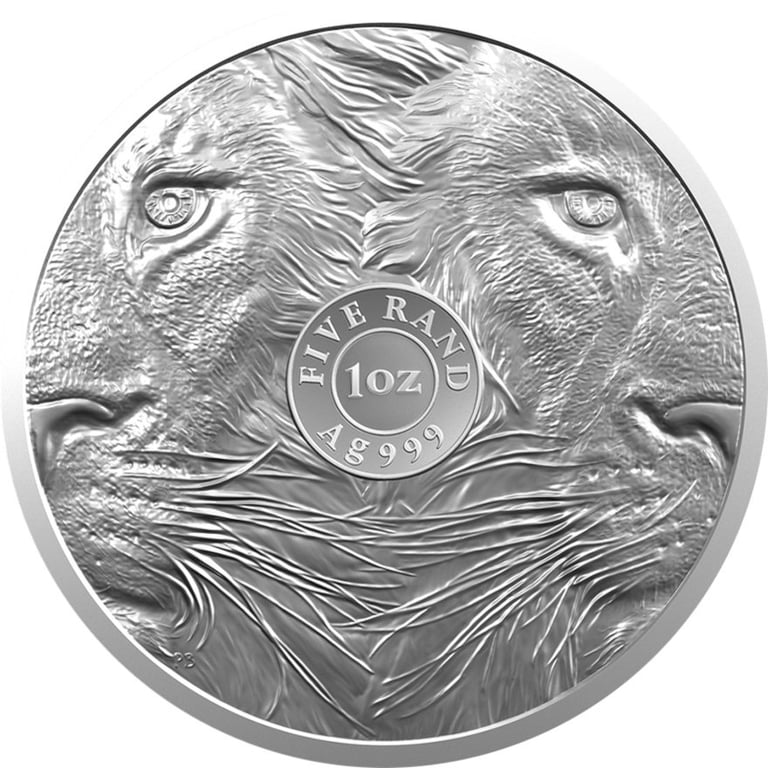 Back of the Silver Lion 1 oz - Big Five South Africa