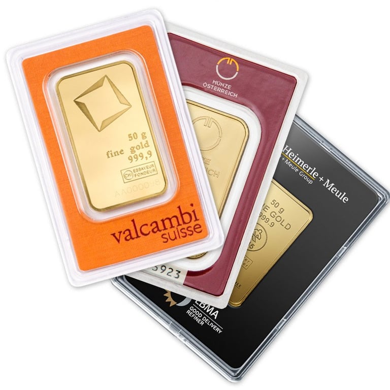 Front of the Gold bar 50 g