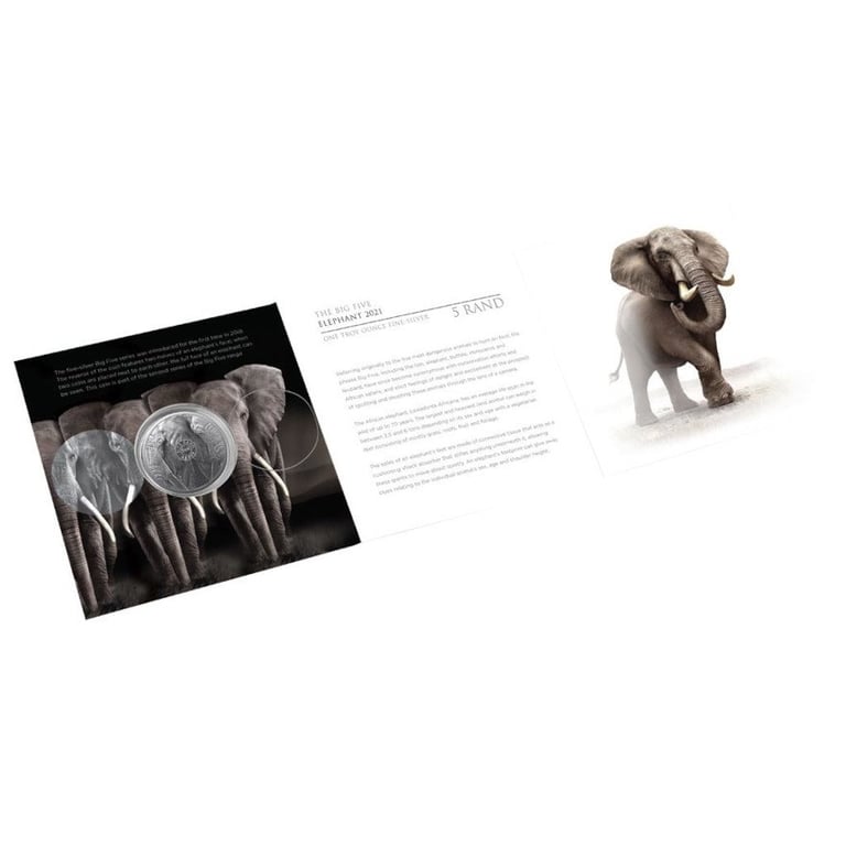 Original coin case of the Silver Elephant 1 oz - Big Five Series II - 2021