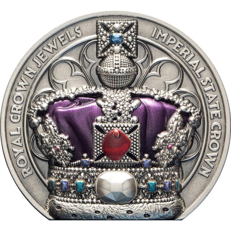Front of Silver Royal Crown Jewels - Imperial State Crown 2 oz - Ultra High Relief 2026