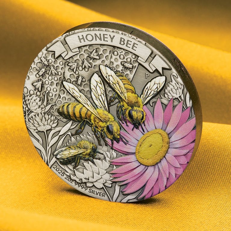 Silver Honey Bee 2 oz - Antik Finish 2025 Artshot