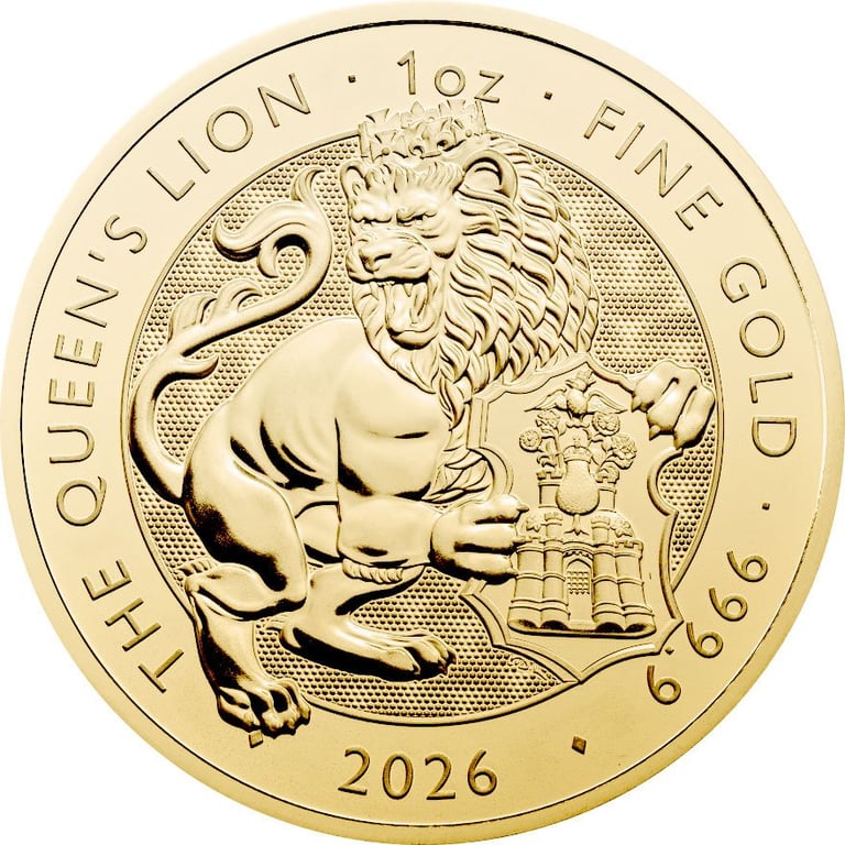 Front of the Queen's Lion 1 oz - Royal Tudor Beasts 2025