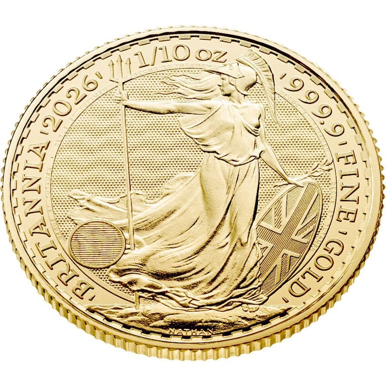 Side View of the Gold Britannia 1/10 oz - 2026