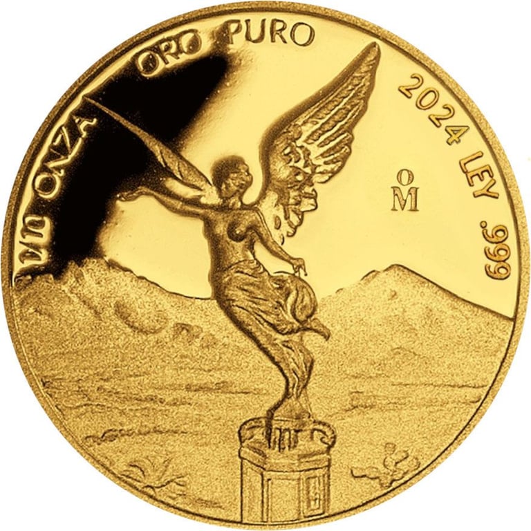 Front of the Gold Mexico Libertad - 5 Value Set - PF 2024