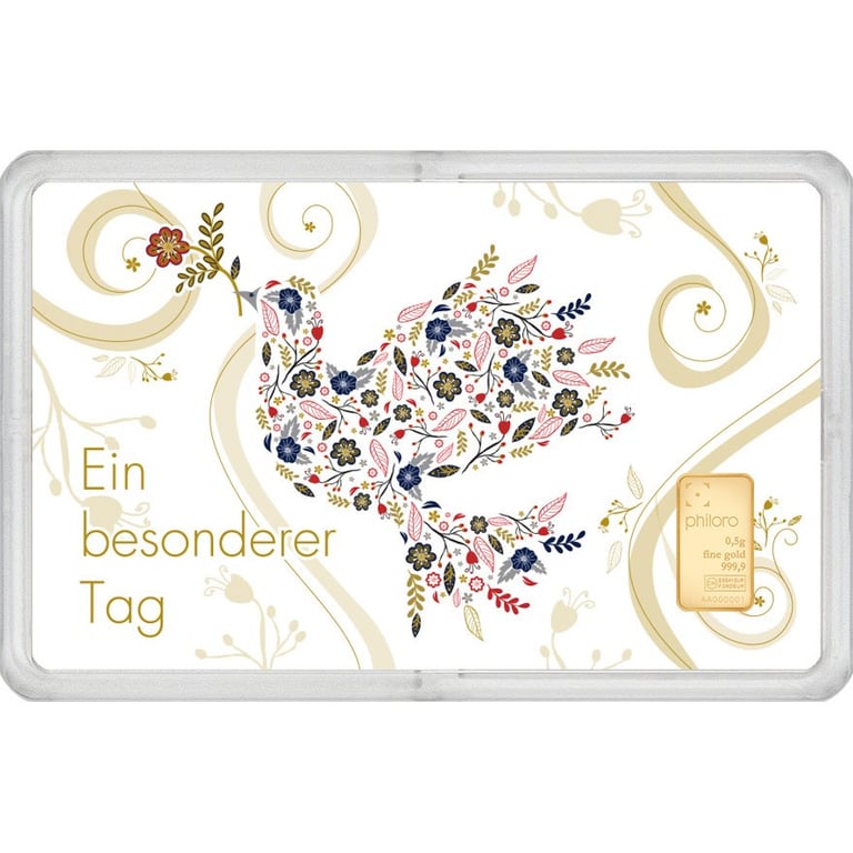 Front of the Gold bar 0.5 g - philoro gift card “A special day”