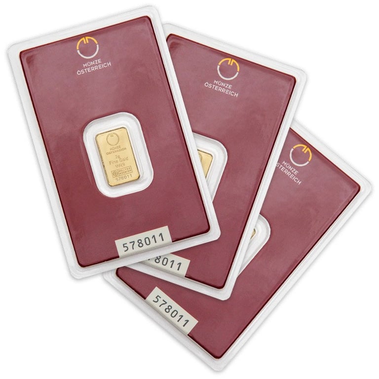 Front of the Gold bar 2 g