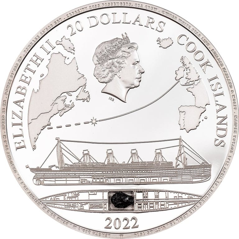 Back of the Silver Titanic 3 oz PF - High Relief incl. Relic 2022