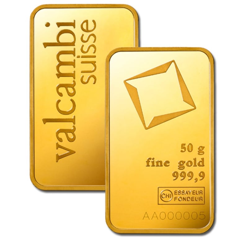 Gold bar 50 g - Valcambi