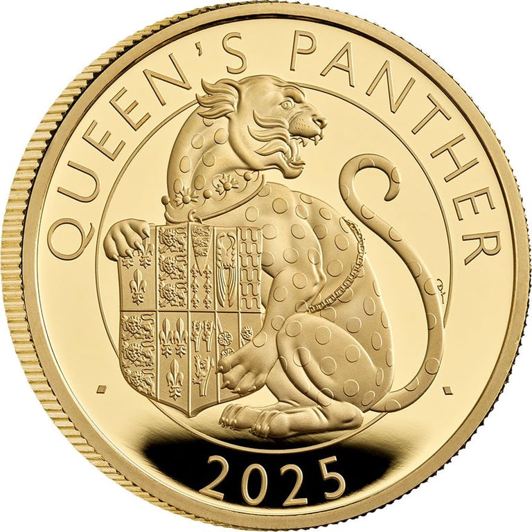 Side view of the Gold The Queen's Panther 1 oz PF - Royal Tudor Beasts 2025