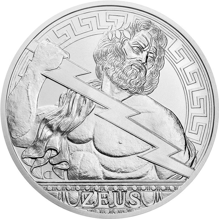 Front of the Silver 5 oz Ancient Gods - Zeus 2020