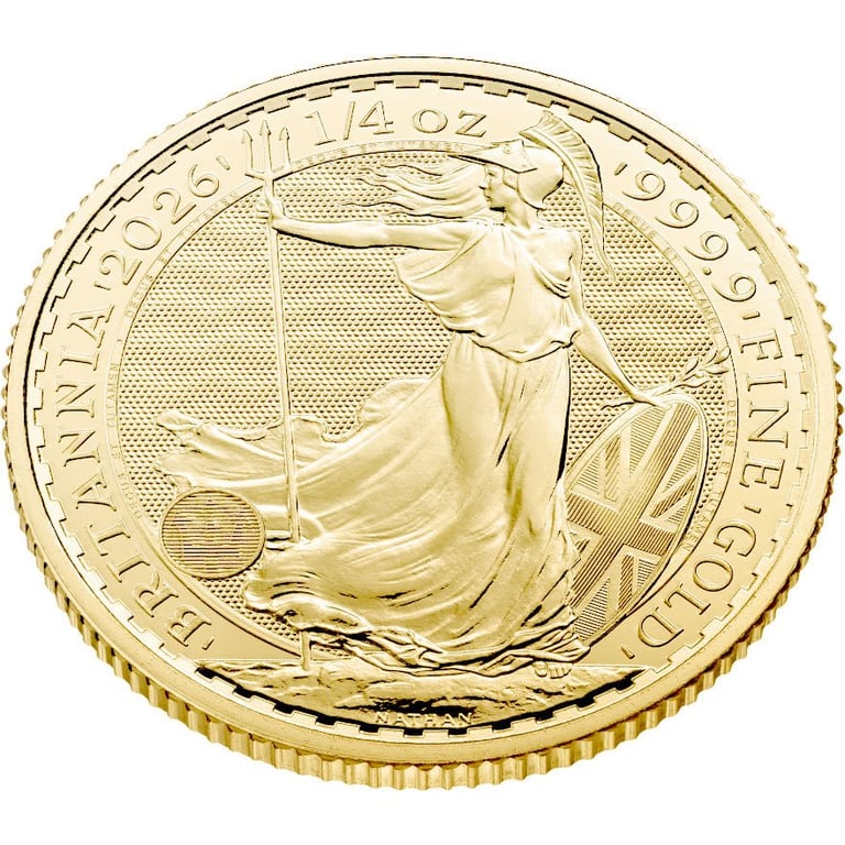 Side View of the Gold Britannia 1/4 oz - 2026