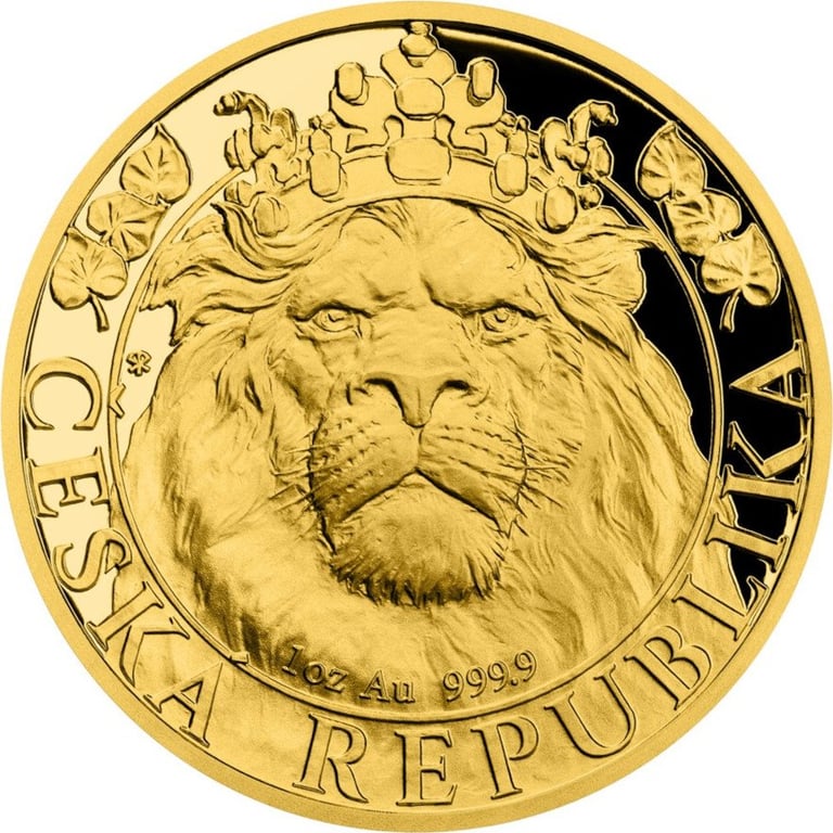 Front of the Gold Czech Lion 1 oz - PF - 2022 (incl. case and COA)