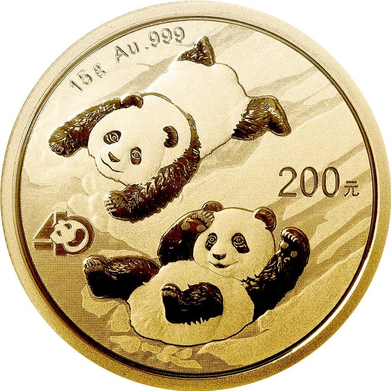 Front of the Gold China Panda 15 g 