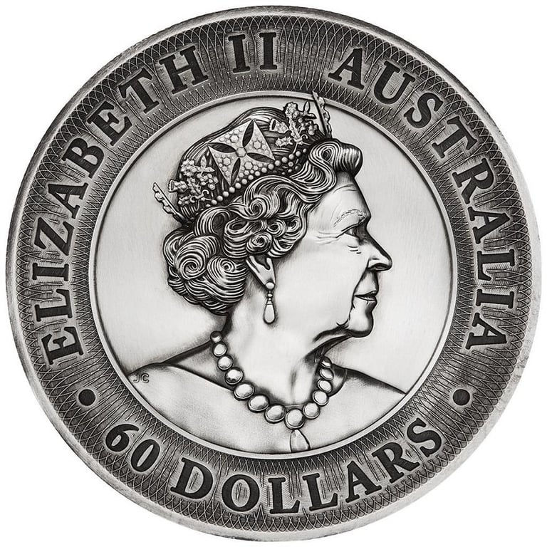 Back of the Silver Dragon & Tiger 2000 g Antique Finish - High Relief - 2022
