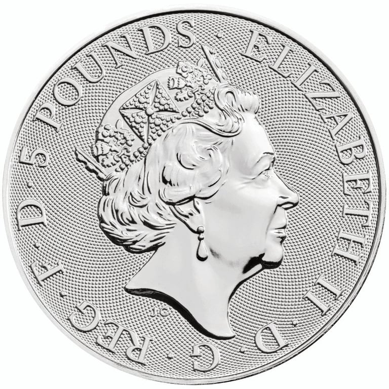 Back of the Silver Lion of England 2 oz - Royal Tudor Beasts - 2022
