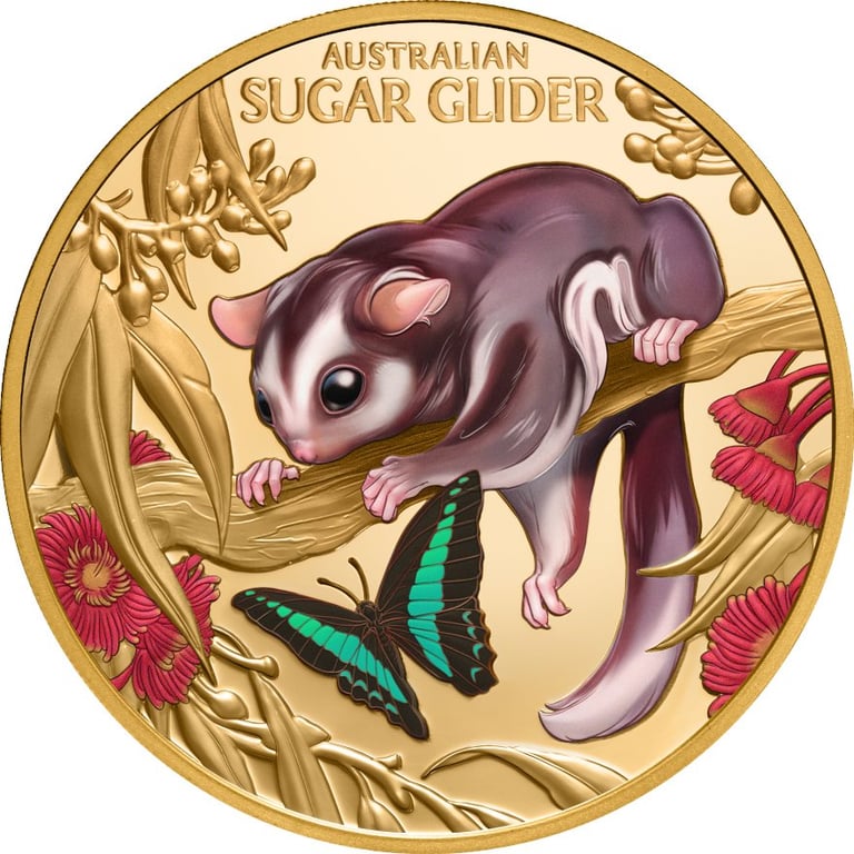 Front of Gold Cute & Cuddly 1 oz Proof - Baby Sugar Glider 2026