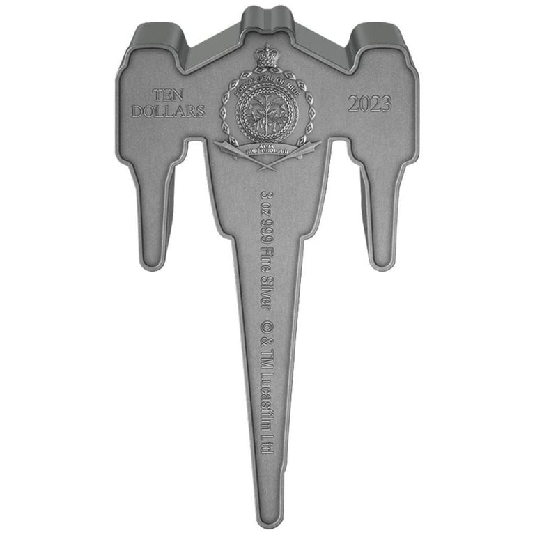 Back of the Silver STAR WARS Mandalorian N-1 Starfighter 3 oz - 2023