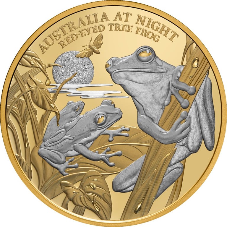 Front of the Gold Red-Eyed Tree Frog 1 oz - Platinum Plated 2024