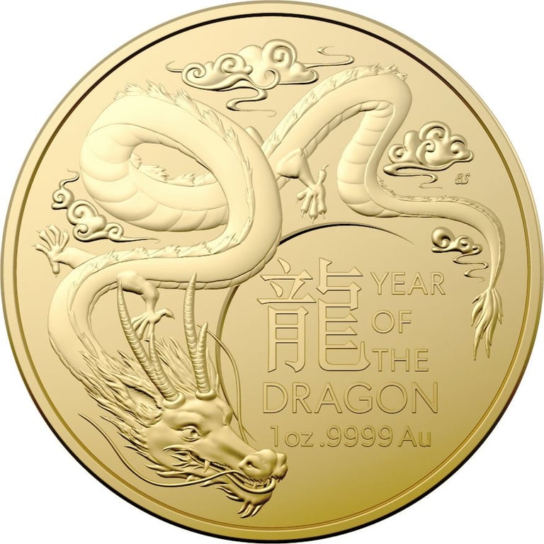 Front of the Gold Lunar Dragon 1 oz - RAM 2024