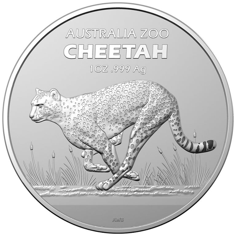 Front of the Silver Australia Zoo 1 oz - Cheetah