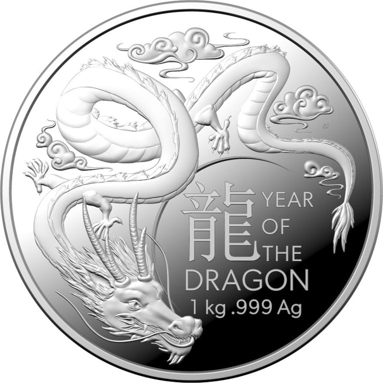 Front of the Silver Lunar Dragon 1000 g PF - RAM 2024