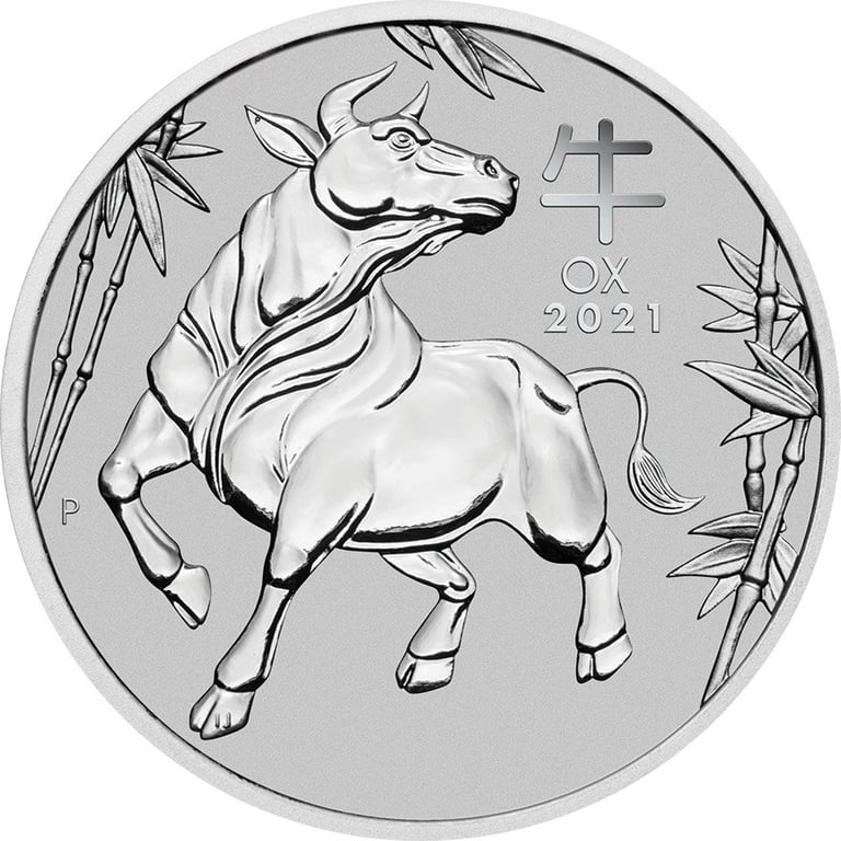 Front of the Platinum Lunar III 1 oz - Ox 2021