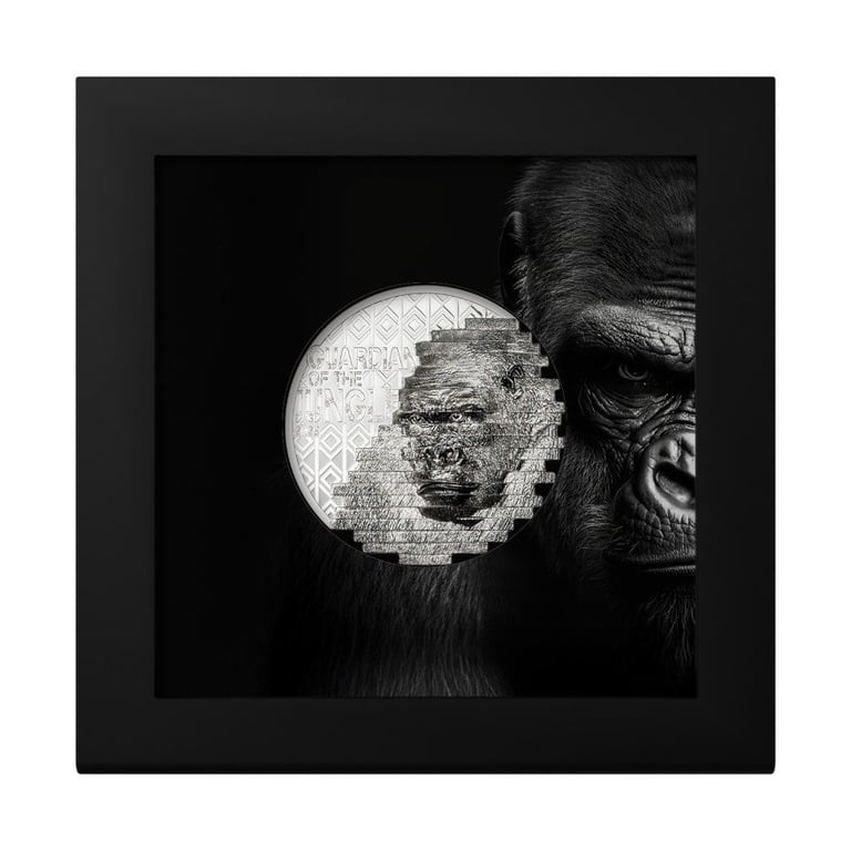 Original coin case of the Silver Reconstruction Gorilla 2 oz - Ultra High Relief 2025