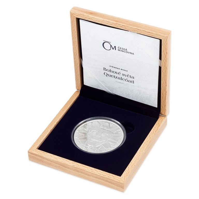 Silver 5 oz Old Gods - Quetzalcoatl 2020 in the original coin case