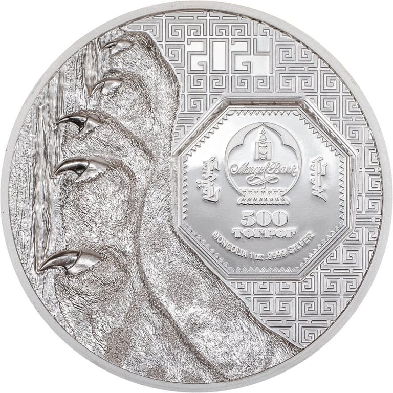 Back of the Silver Snow Leopard 1 oz PF - High Relief 2024