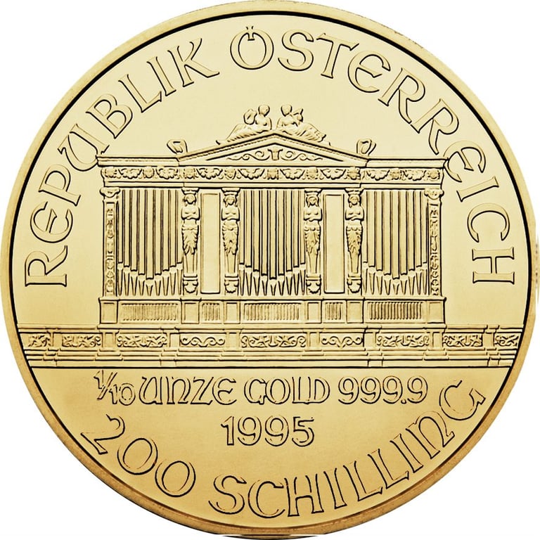 Back of the Gold Philharmonic 1/10 oz - ATS