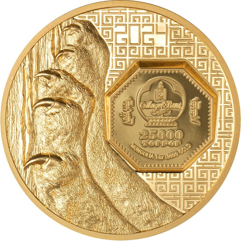 Back of the Gold Snow Leopard 1 oz PF- High Relief 2024