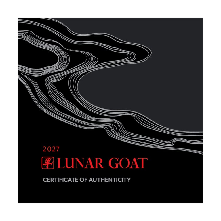COA of Silver Year of the Goat – 5 oz Black Proof – Partly Gilded 2027