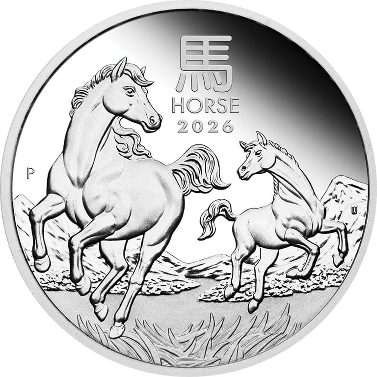 Front of the Silver Lunar III Horse 3 Coin Set PF - 2026