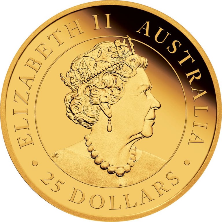 Back of the Gold Kookaburra 1/4 oz PF - 2022