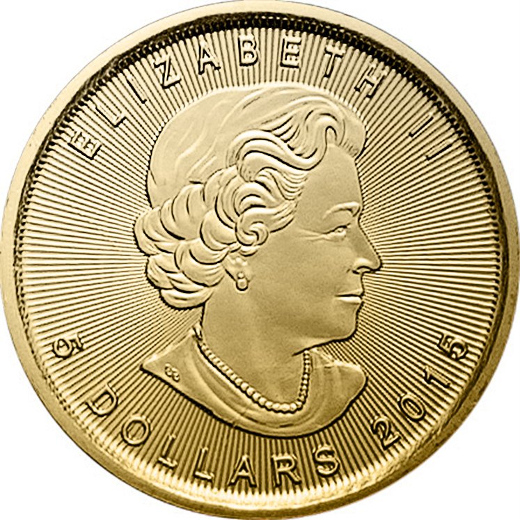 Back of the Gold Maple Leaf 1/10 oz