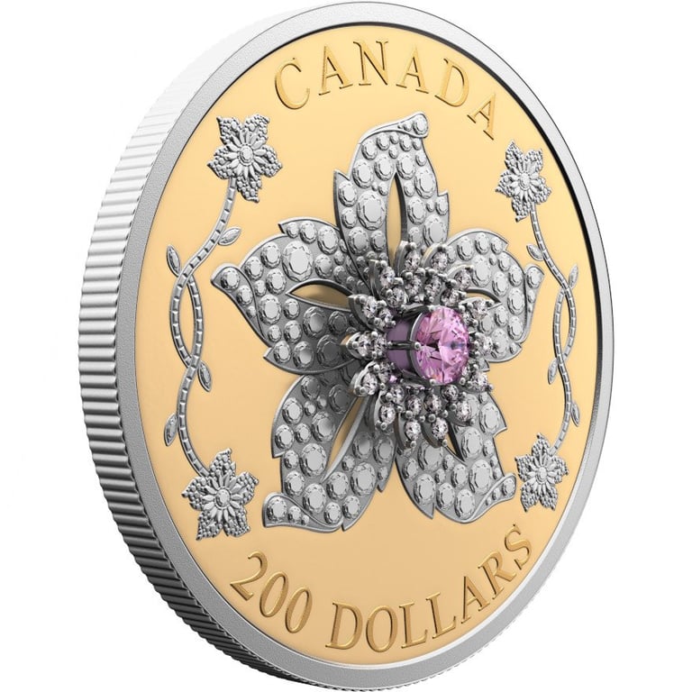 Side view of the Gold 'Williamson diamond brooch' 60 g PF - Pink tourmaline 2025