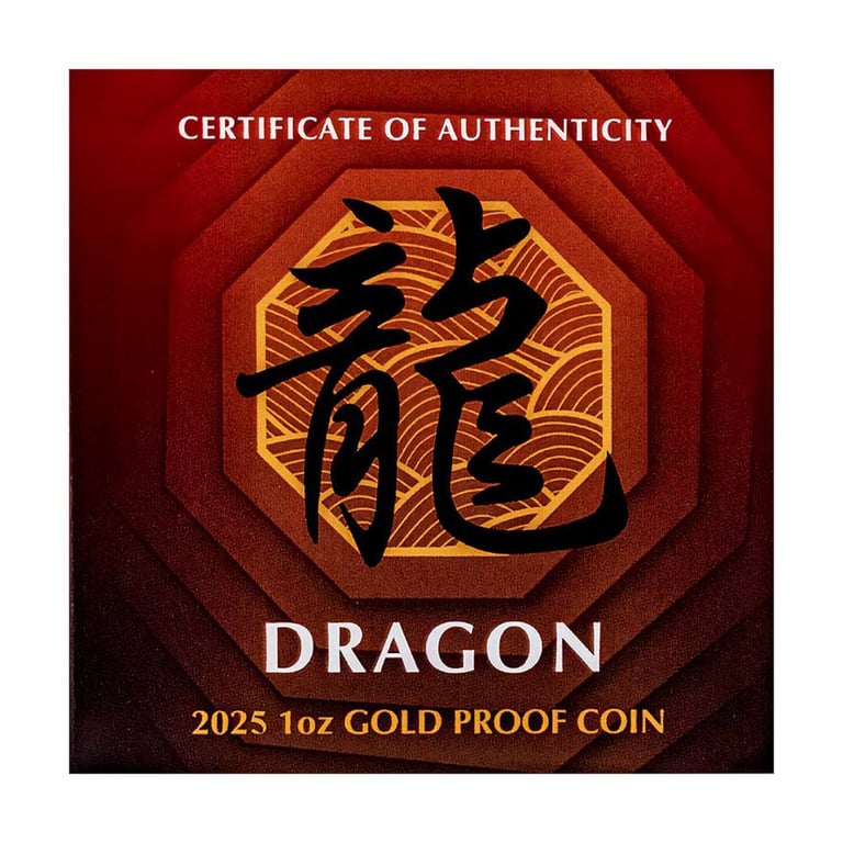 COA of the Gold Dragon Chinese Mythical Creatures 1 oz PF - 2025