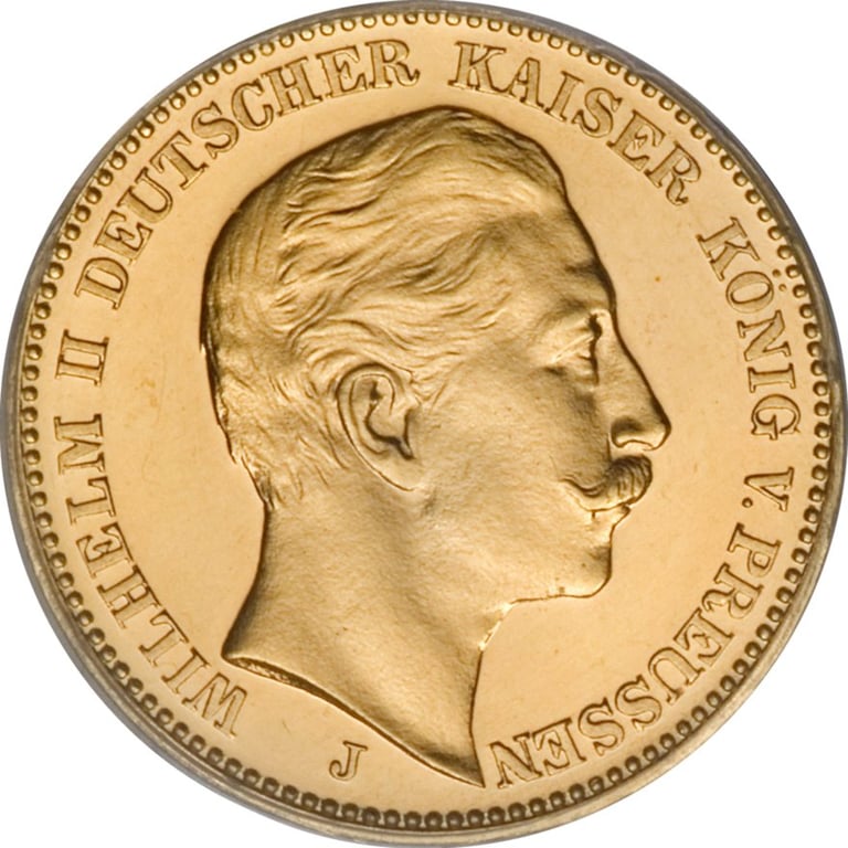 Back of the 20 Mark Reichsgold coin - various years