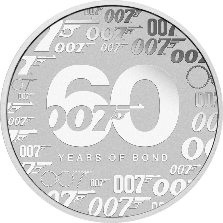 Front of the Silver James Bond 007 - 1 oz - 60 Years of James Bond