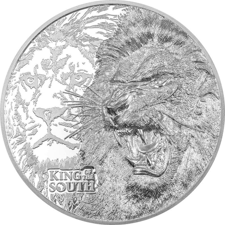 Front of the Silver King of the South - Lion 1 oz PF - Ultra High Relief