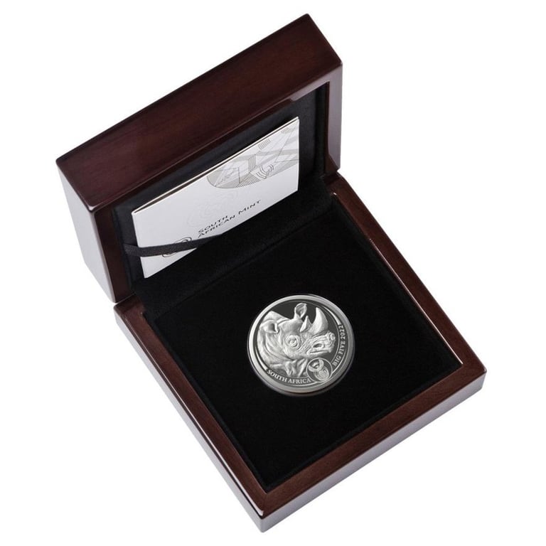 Silver Rhino 5 oz - Big Five Series II - 2022 in the original coin case