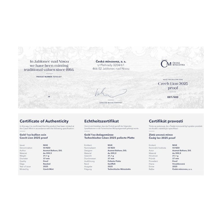 Certificate of authenticity