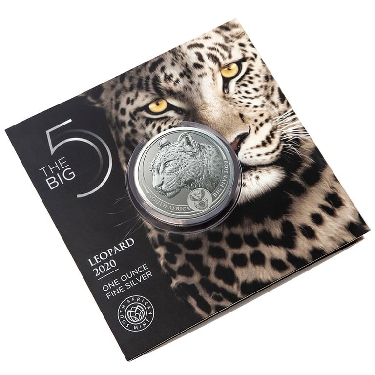 Silver Leopard 1 oz - Big Five South Africa in the original coin case
