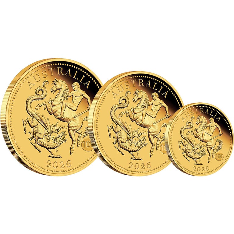 Front of Gold Sovereign 3 Coin Set Proof - Perth Mint 2026