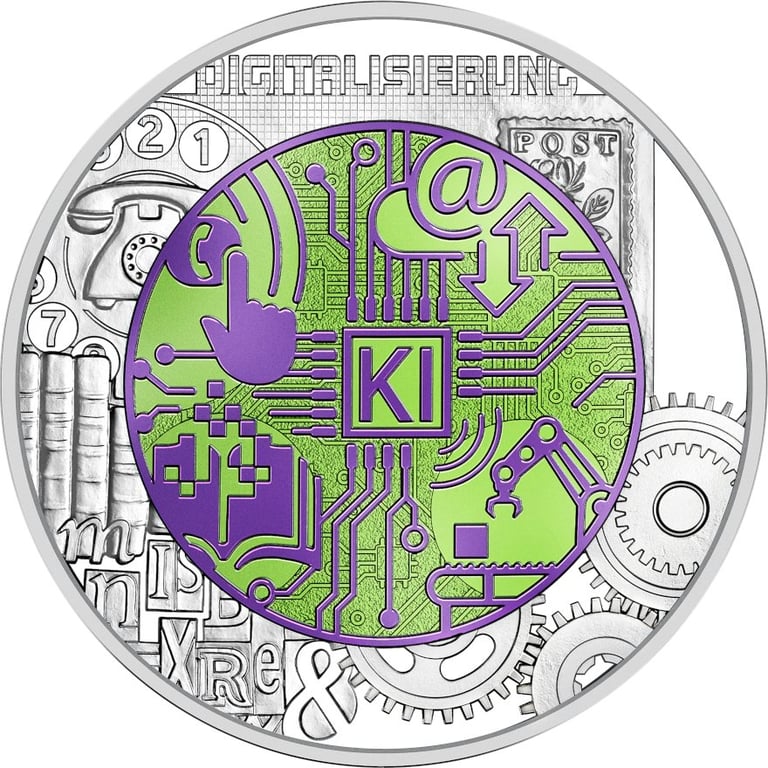 Back of the Silver Niobium Coin ""Digitalization"" 25 EUR su AUT - 2025