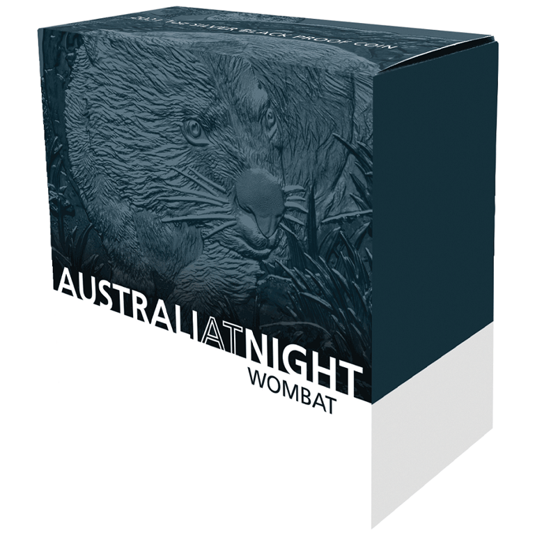 Original coin case of the Silver Wombat 1 oz 2021 - Black Proof